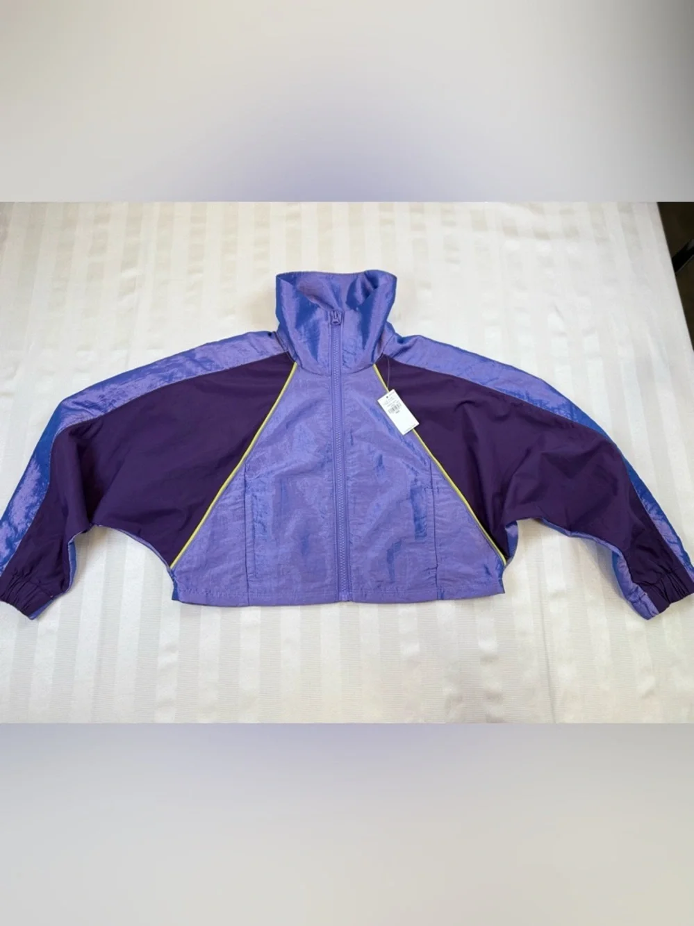 Old Navy Girls Purple Metallic Cropped Jacket with Contrast Trim Size 8 NWT